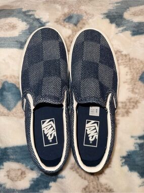 Vans Classic Slip-On Checkerboard in Navy - Men